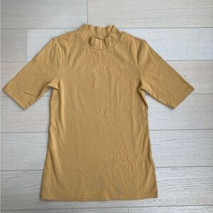 Uniqlo Cotton Mock Neck Shirt Brown | XS